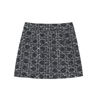 1XTWO 演绎小香 千金风藤格纹半身裙女肌理感显瘦短款a字包臀裙子