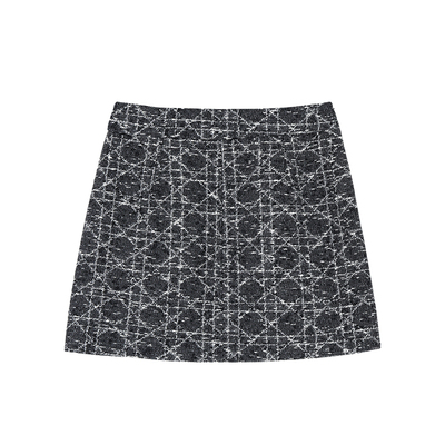 1XTWO 演绎小香 千金风藤格纹半身裙女肌理感显瘦短款a字包臀裙子