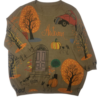 纯棉针织花色时尚风秋季妈妈装