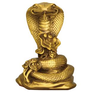 铜蛇摆件黄铜金钱蛇灵芝蛇摆件2025蛇年巳蛇摆件桌面装饰品书柜