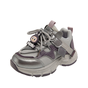 男女童加绒薄绒运动鞋二棉保暖老爹鞋棉鞋儿童皮面软底跑步鞋单鞋