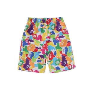 BAPE童装25年春夏多色迷彩卡通小猴BABY MILO图案休闲短裤X02533O