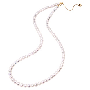 KEZ天然极光淡水baby珍珠项链女18K金近正圆强光小米珠锁骨链颈链