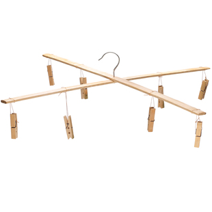 大衣架晒被神器竹裤架8夹 不锈钢床单架晒被架家用阳台防风十字架