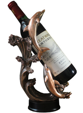 泥雕匠原创海豚欧式风餐厅红酒架