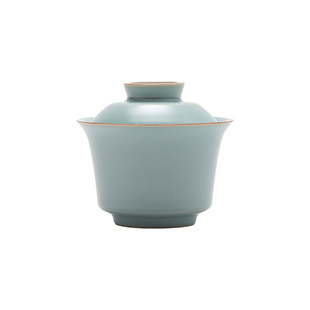 寻心天青汝窑二才马蹄盖碗开片可养泡茶碗汝瓷陶瓷功夫单个茶杯碗