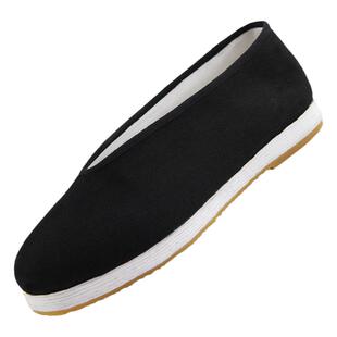 加米羊老北京布鞋男款中国风圆口千层底男牛筋黑布鞋厚底大码布鞋