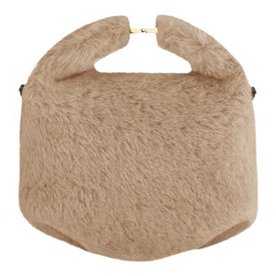 【礼物】Polene波灵恩Béri 米咖色羊驼毛手提斜挎包