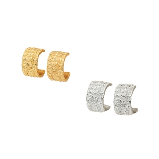 CLOSENSE『瓦莱塔』原创设计手作肌理C圈耳饰 金银色秋冬百搭耳夹