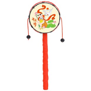 拨浪鼓婴儿老式传统儿童玩具新生儿宝宝手摇铃波浪鼓可啃咬中国风