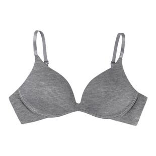 馨帮帮Bra深v螺纹聚拢内衣女薄款舒适透气侧收小胸显大美背文胸罩