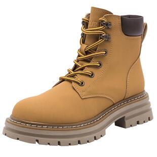 Semir马丁靴女2026秋冬加绒厚底增高短靴高帮鞋英伦大黄靴鞋子女