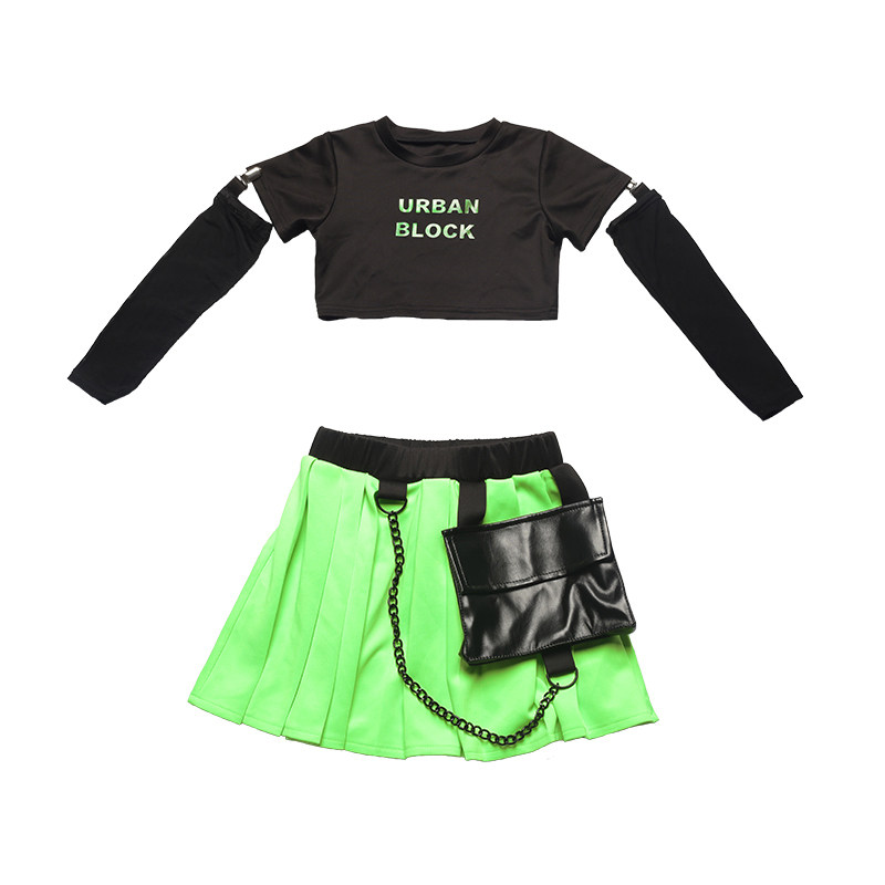 六一时尚女孩t台模特走秀潮服女童爵士舞服装嘻哈儿童舞蹈演出服