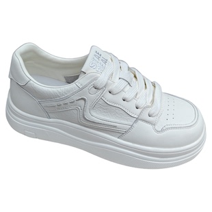 学院风休闲板鞋女真皮2025新款韩版时尚轻便平底百搭运动小白鞋潮