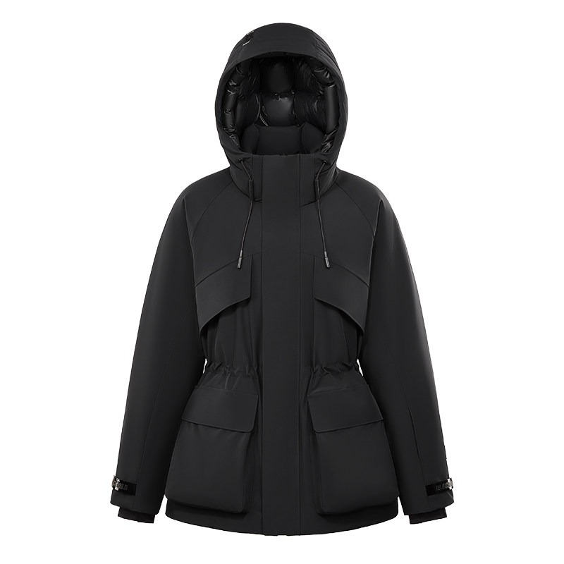 高梵黑金鹅绒羽绒服女短款防雨雪
