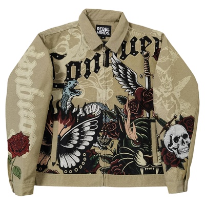 美式哥特骷髅宽松拉链夹克男