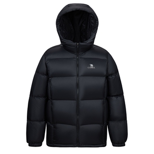 骆驼羽绒服男款加厚2025冬季新款连帽情侣保暖面包服黑色外套女