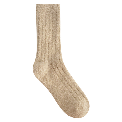 Himade加厚保暖纯色粗针中筒袜