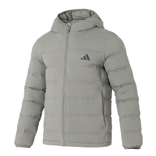 adidas Helionic 保暖户外连帽拉链鸭绒羽绒服 男款