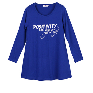 女纯棉大码长袖打底衫印花A字版显瘦包邮上衣胖MM中长款T恤春季