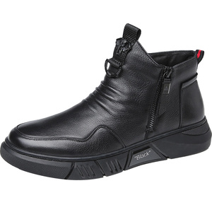 澳伦马丁靴男秋冬季加绒新款英伦风高帮男鞋真皮皮靴潮流棉鞋短靴