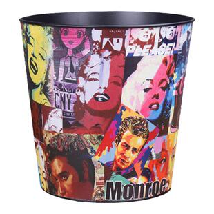 复古铁艺垃圾桶美式工业风铁皮纸篓家用客厅台球室咖啡店酒吧铁桶