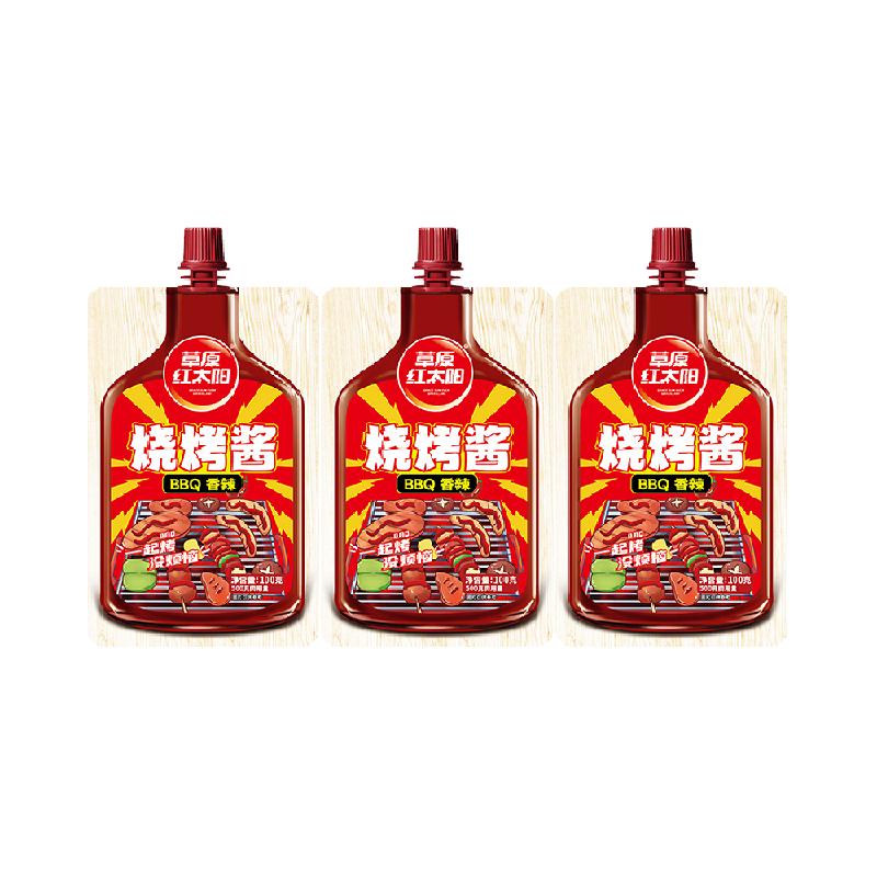 草原红太阳烧烤酱100g*3（香辣）烤肉酱汁家用牛排鸡翅酱腌肉酱