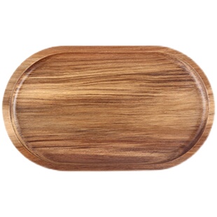 日式相思木椭圆形木质小托盘下午茶餐具一人食早餐甜点心收纳盘子