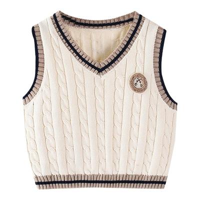 儿童毛衣背心男童V领套头衫内搭