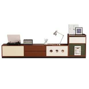 落地电视柜客厅家用中古奶油风电视机柜收纳储物柜2026年新款地柜