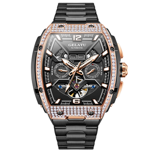 瑞士格拉图正品男士手表男机械表全自动多功能男表防水名男款腕表