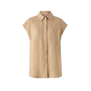 【法国亚麻】Eland衣恋衬衫女小飞袖遮肉显瘦上衣25夏季新款淡人