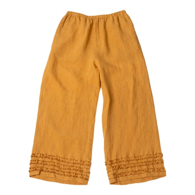 设计感木耳花边亚麻直筒九分裤