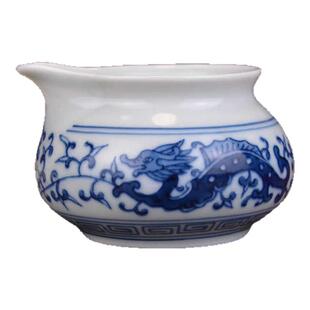 贵和祥早期复古青花缠枝龙纹公道杯景德镇陶瓷茶海公杯分茶器零配