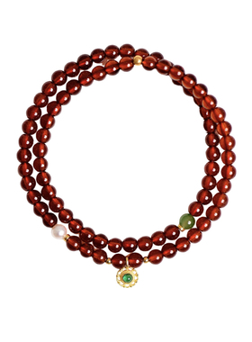 原创天然石榴石K金复古女款手链