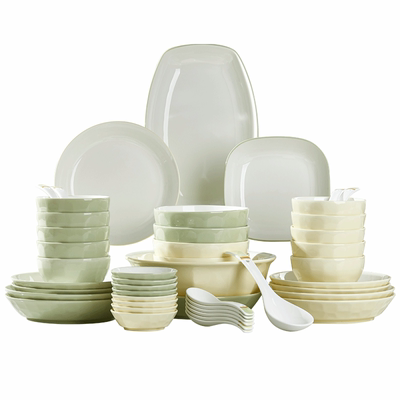 优尊加厚陶瓷奶油风大众碗盘套装