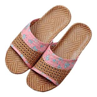 夏季室内竹编镂空凉拖鞋藤草透气男女家居木地板防滑酒店拖鞋LT22