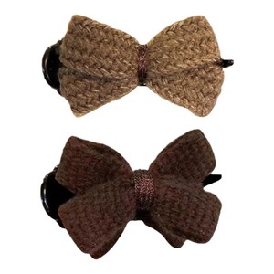 针织蝴蝶结丸子头抓夹女发夹子头饰秋冬2024新款盘发固定爪夹发卡