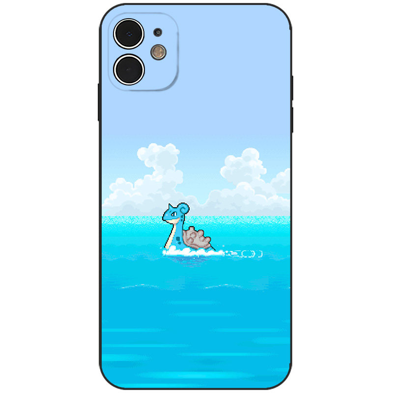 拉普拉斯浅蓝夏日海洋像素清新治愈柔和简约手绘手机壳适用iPhone17苹果16卡通动漫迷磨砂硅胶磁吸防摔保护套