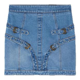 【季末优惠】VERSACE JEANS COUTURE Baroque Buckle丹宁迷你裙