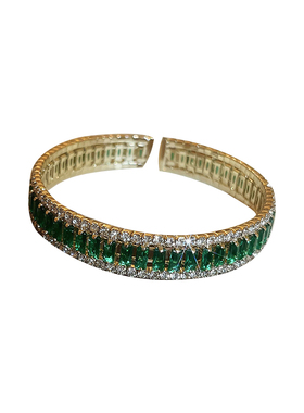 祖母绿锆石开口可调节手镯