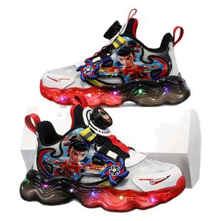 哪吒男童鞋冬季新款中小童休闲儿童鞋子发光加绒保暖宝宝运动棉鞋