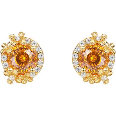 周六福海盐橘子花朵耳钉女款