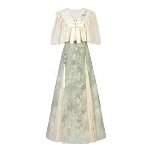 连衣裙女夏中国风汉元素日常通勤披肩小个子裙子新中式吊带裙套装