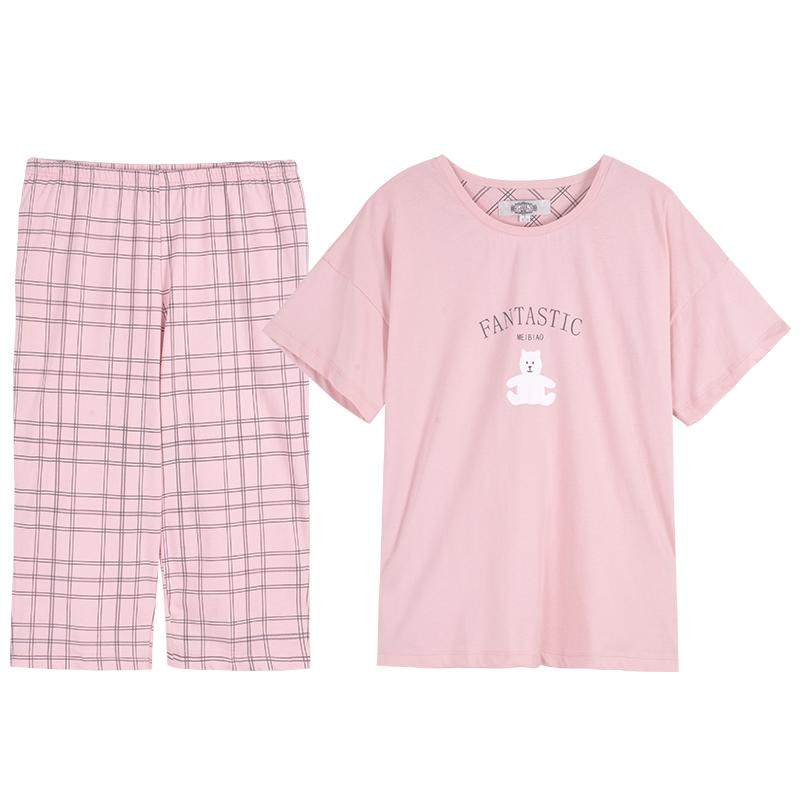 美标春夏季新品女睡衣五分裤针织