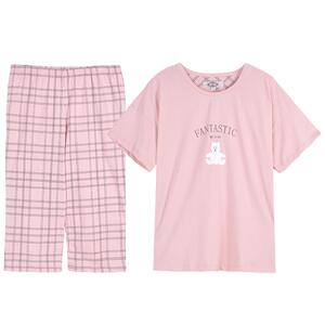 美标春夏季新品女睡衣五分裤针织