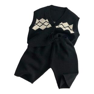 儿童春季毛衣马甲开衫套装男童气质韩版针织外套休闲短裤两件套潮