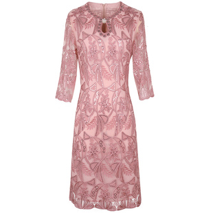 婚礼妈妈装年轻喜婆婆岳母高贵婚宴礼服秋中年女士正式场合连衣裙