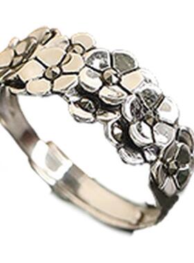 925纯银花朵戒指女2025年可调节指环简约时尚精致轻奢高级感饰品