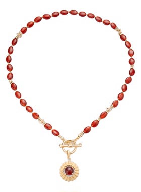 lostinecho红玛瑙太阳吊坠项链